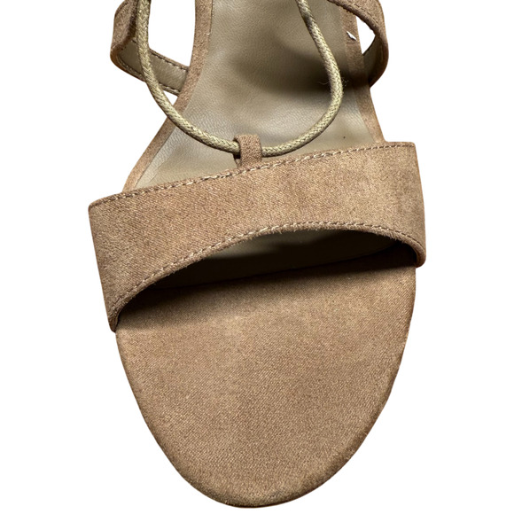 Guess Aurela Women's 10M Beige Suede Platform Heels Stiletto Sandal Cage Strappy - Picture 16 of 16